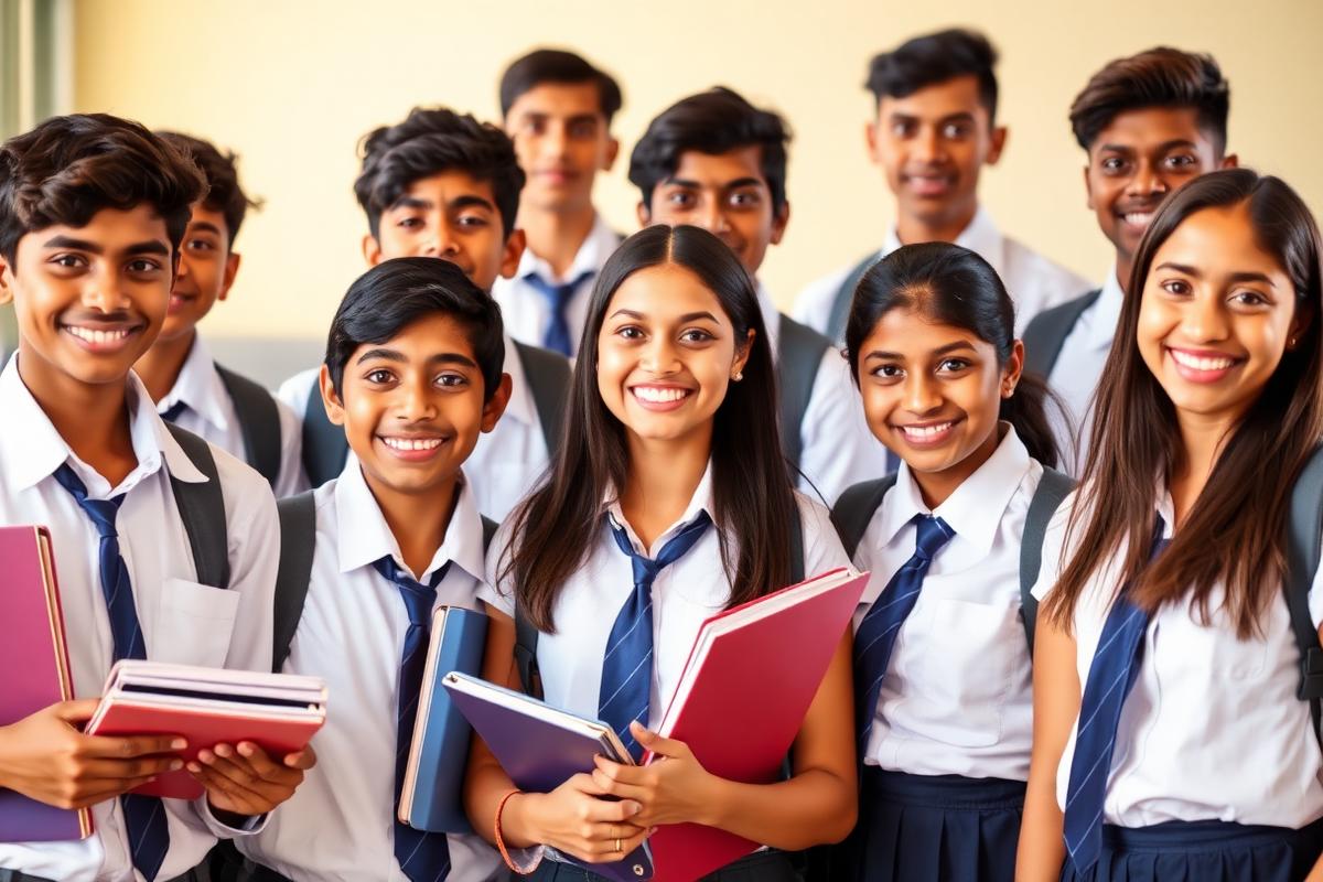 Confident students of Sri Chaitanya Pratibha Co School